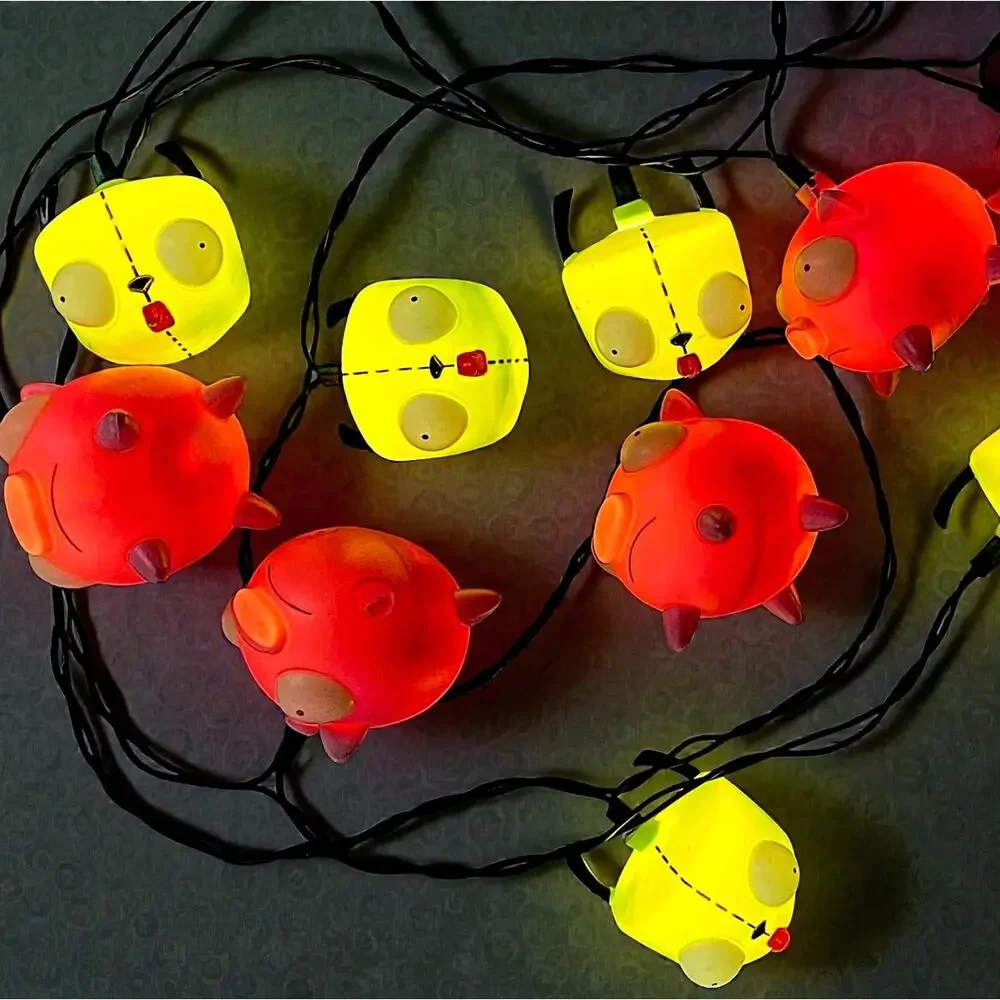 RARE Invader Zim-Gir and Pig String Lights by Kurt Adler-Nickelodeon Decor-2010